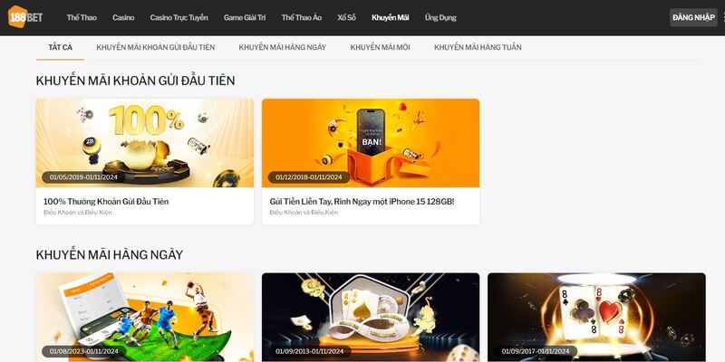 Các khuyến mãi 188Bet hiện hàng siêu hot